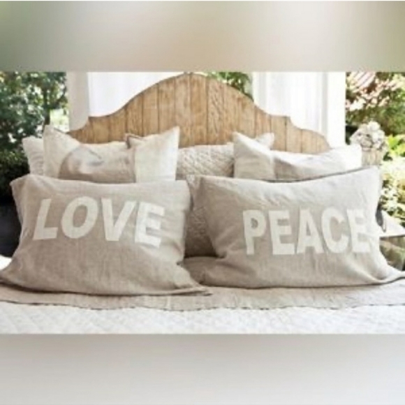 NWT Peace and Love Pillow Sham Set - POM POM AT HOME from Spring Jilly Box - Picture 2 of 3